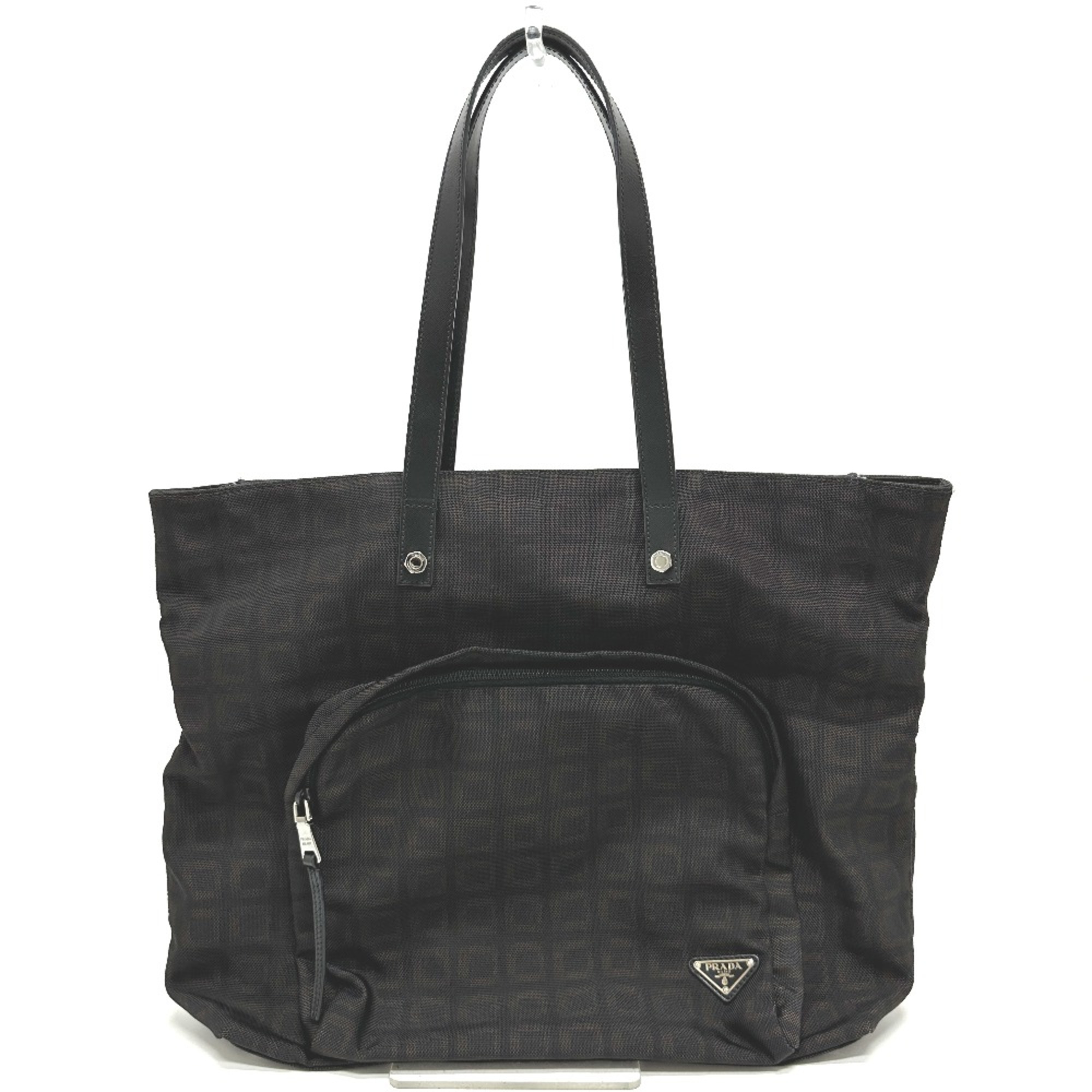 PRADA VA0877 Triangle logo Bag Tote Bag Black