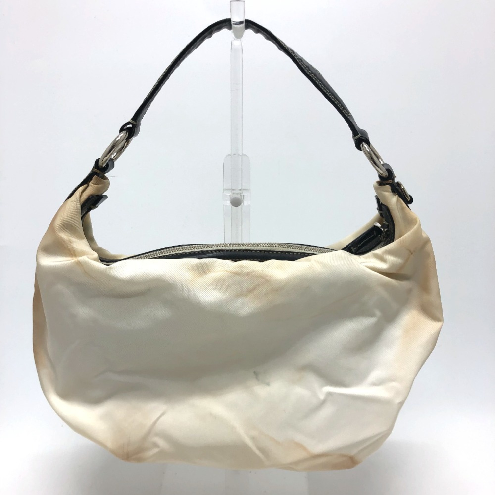 PRADA logo Bag Hand Bag Shoulder Bag White Metal fittingsGold