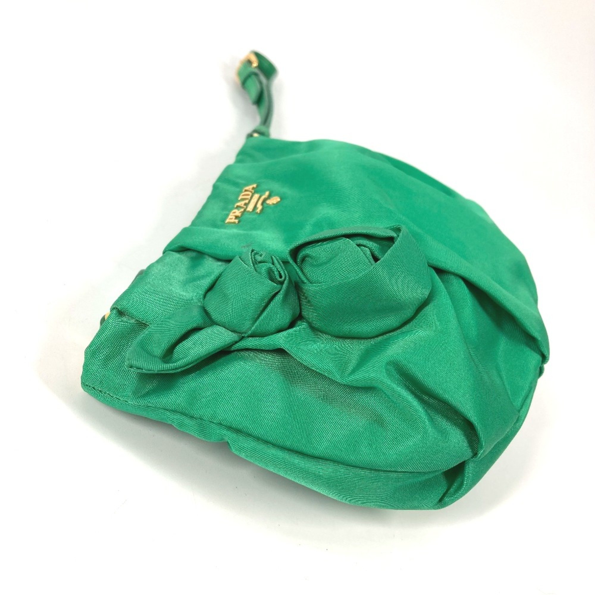 PRADA Cosmetics Pouch With strap Clutch bag Green