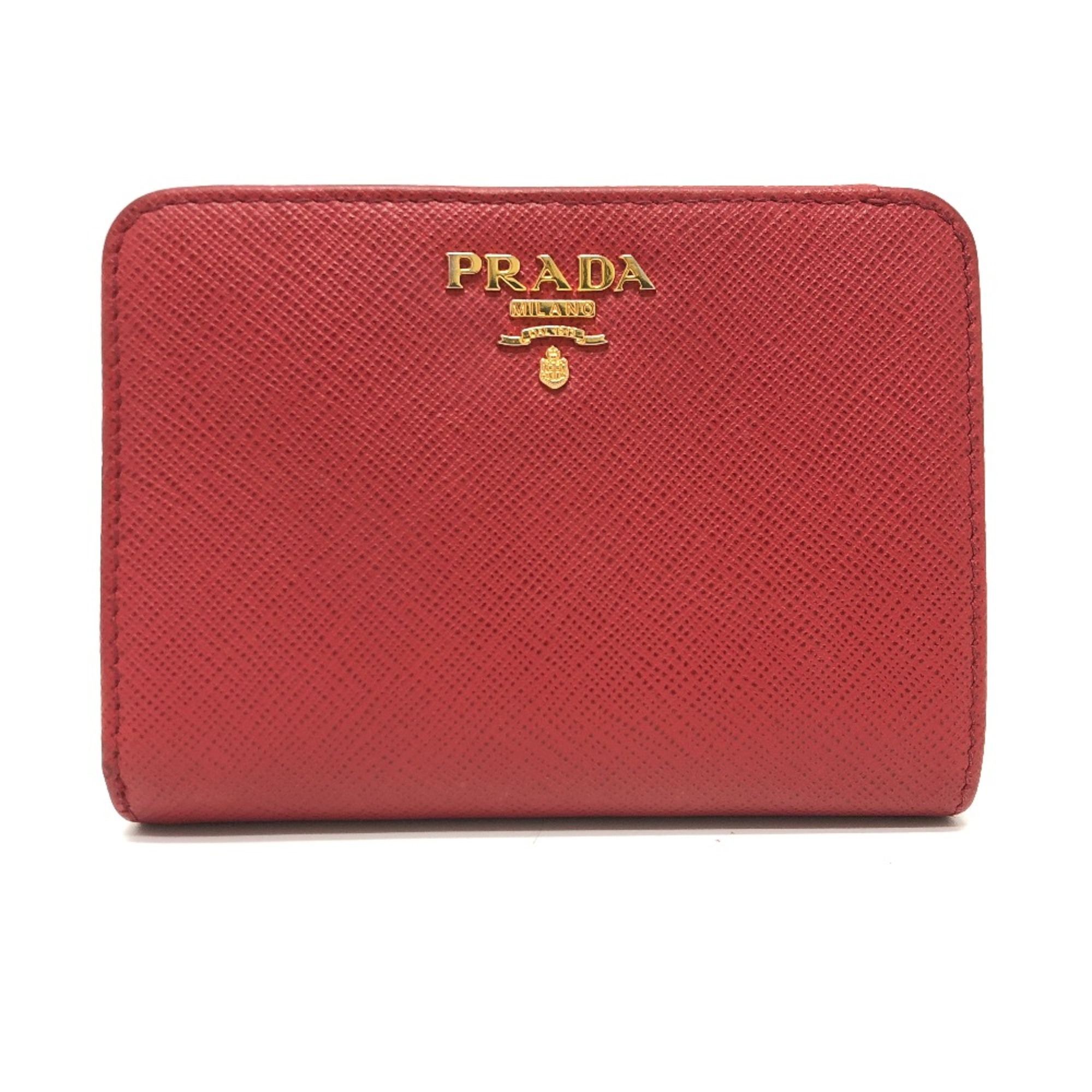 PRADA 1ML018 Folded wallet Red GoldHardware