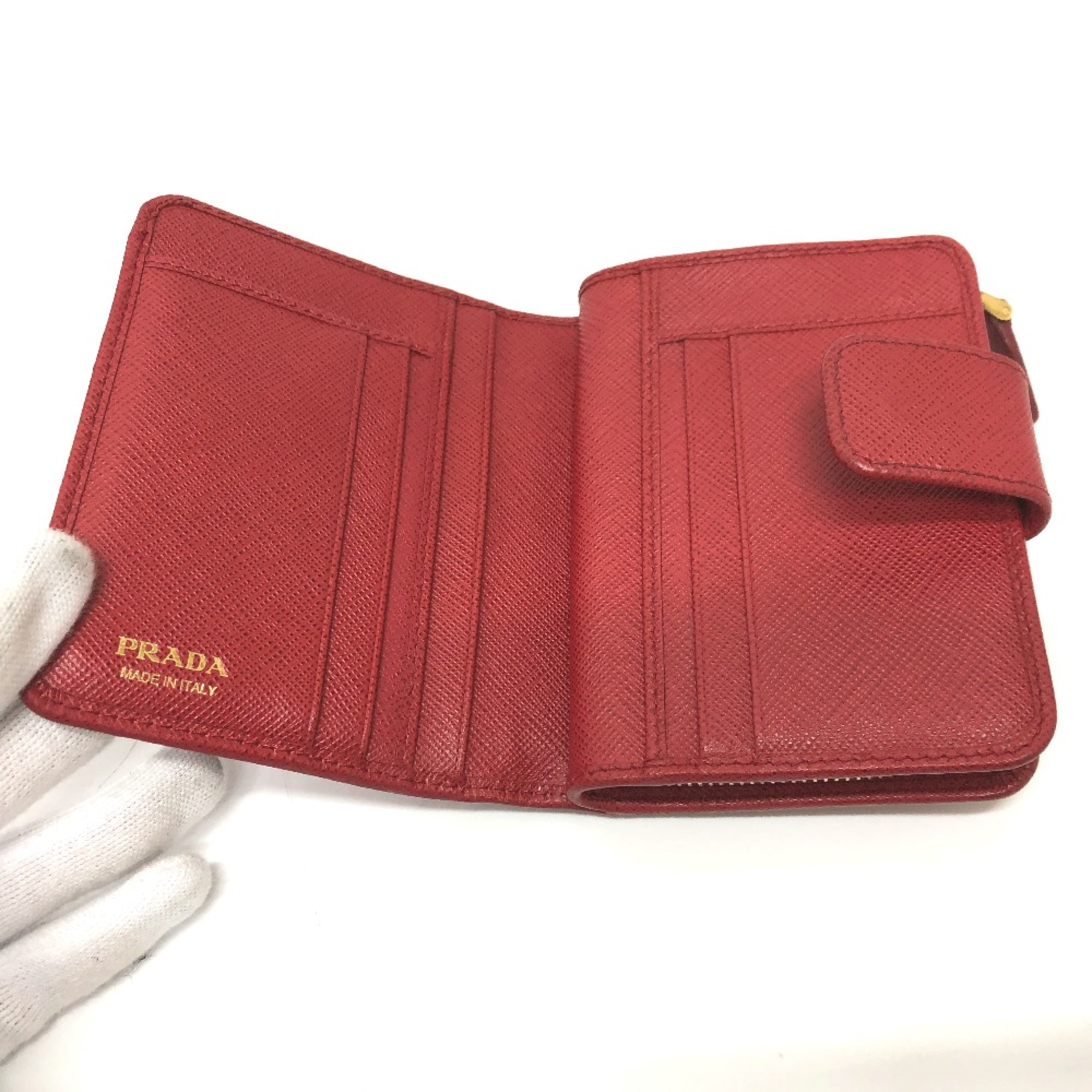 PRADA 1ML018 Folded wallet Red GoldHardware