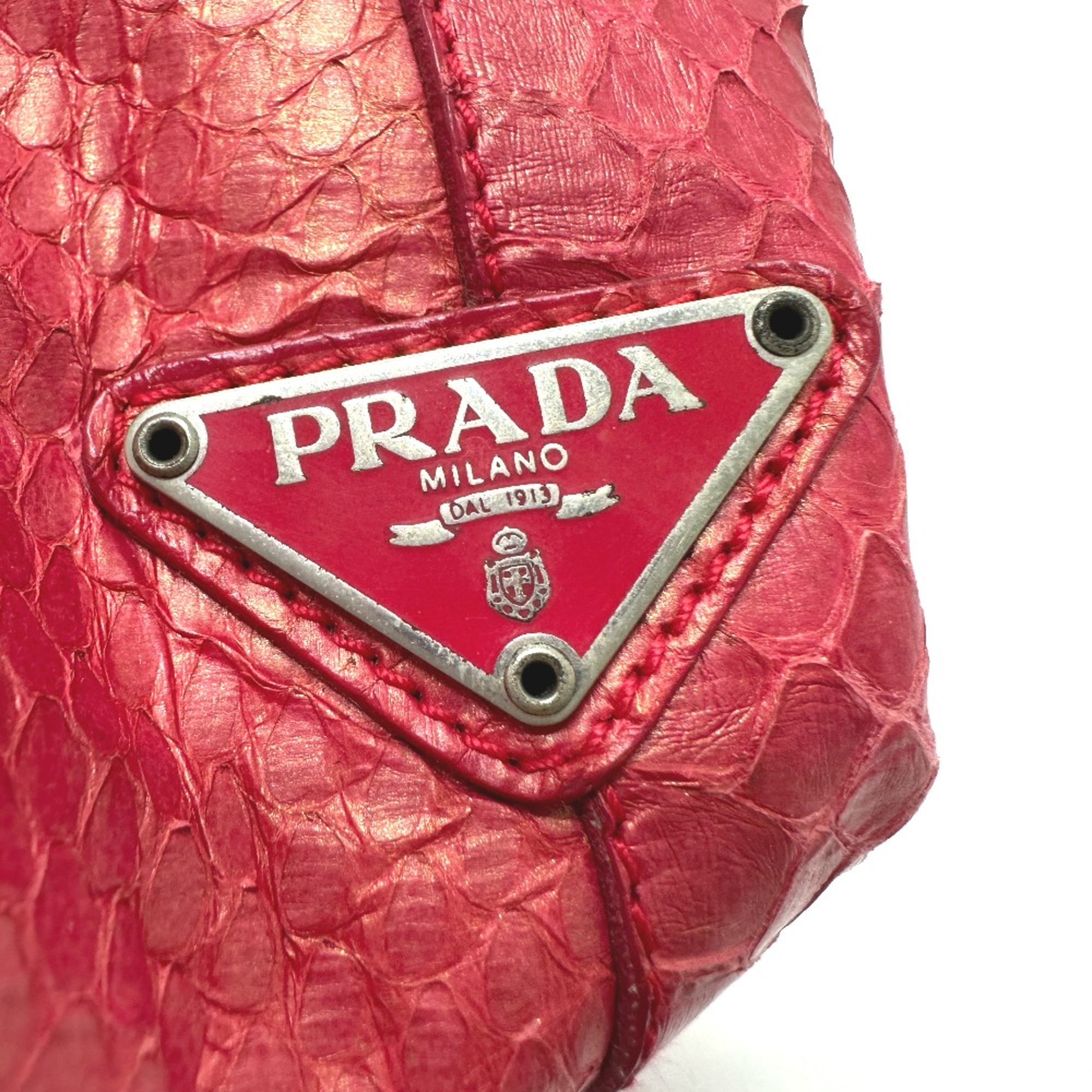 PRADA B8212 Logo Plate Bag Tote Bag pink