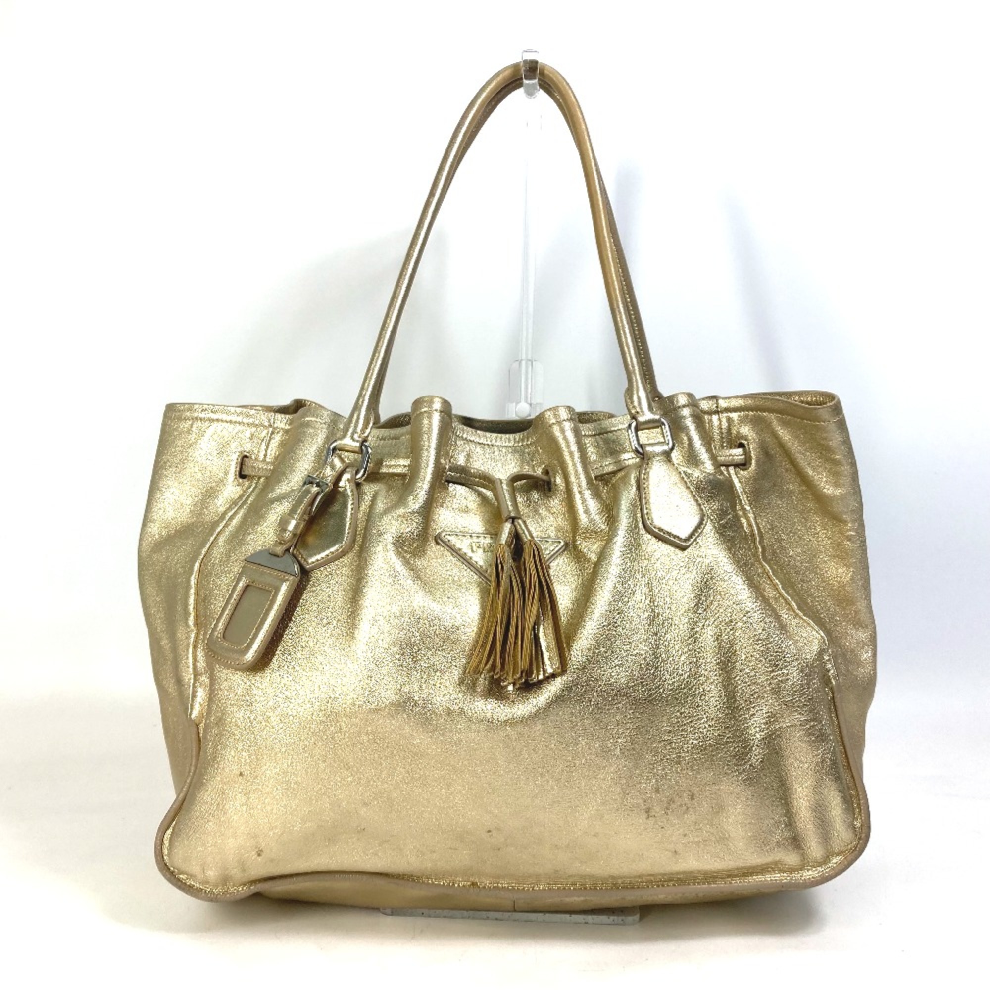 PRADA Shoulder Bag Shoulder Bag bag drawstring fringe tassel Tote Bag Gold