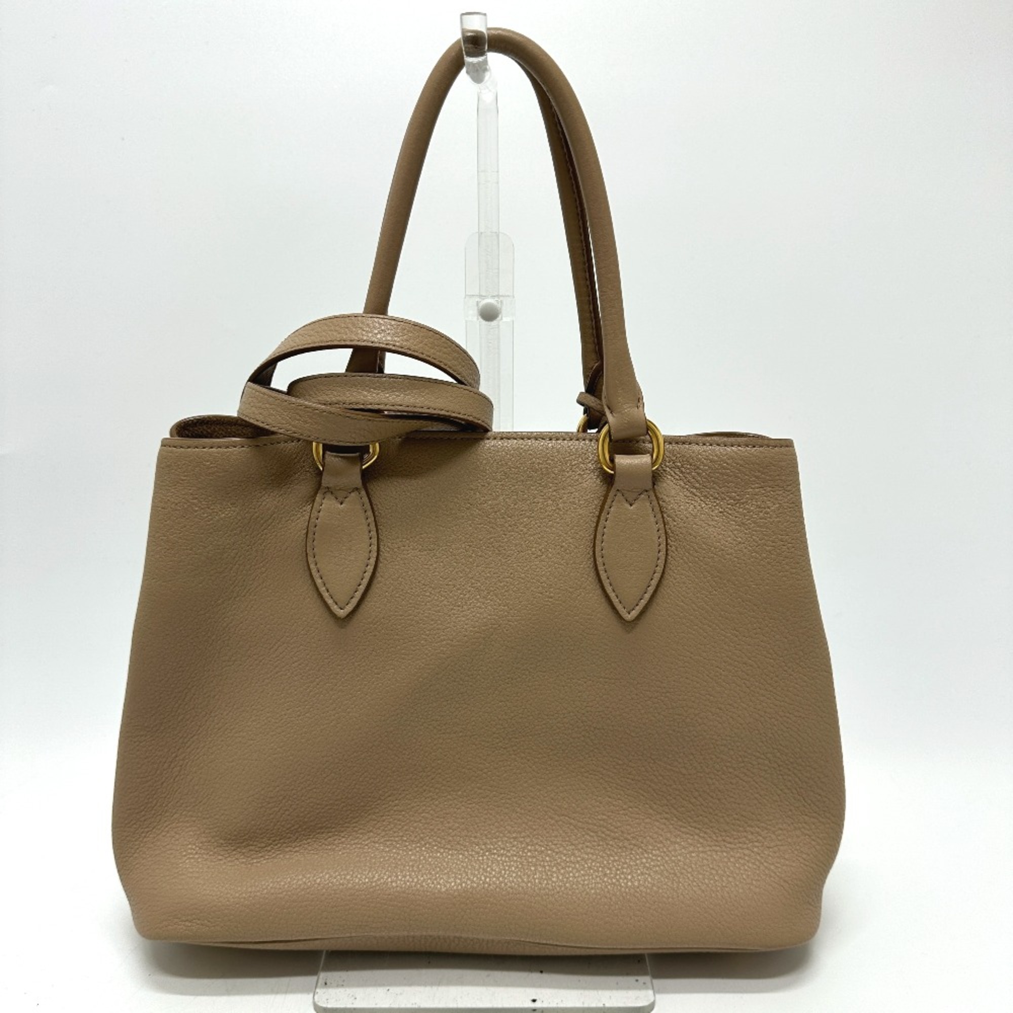 PRADA 1BA058 logo 2WAY Shoulder Bag Hand Bag Beige