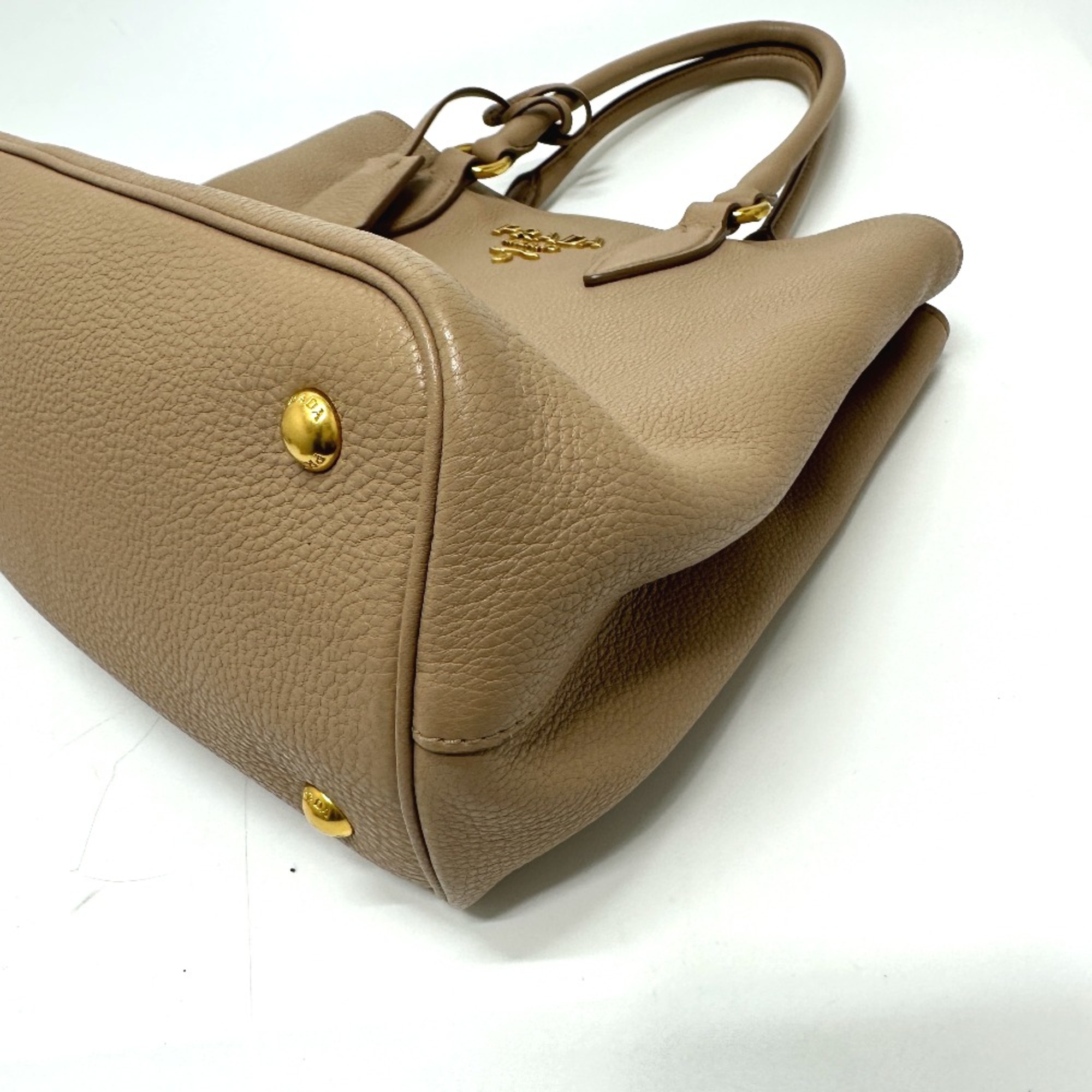 PRADA 1BA058 logo 2WAY Shoulder Bag Hand Bag Beige