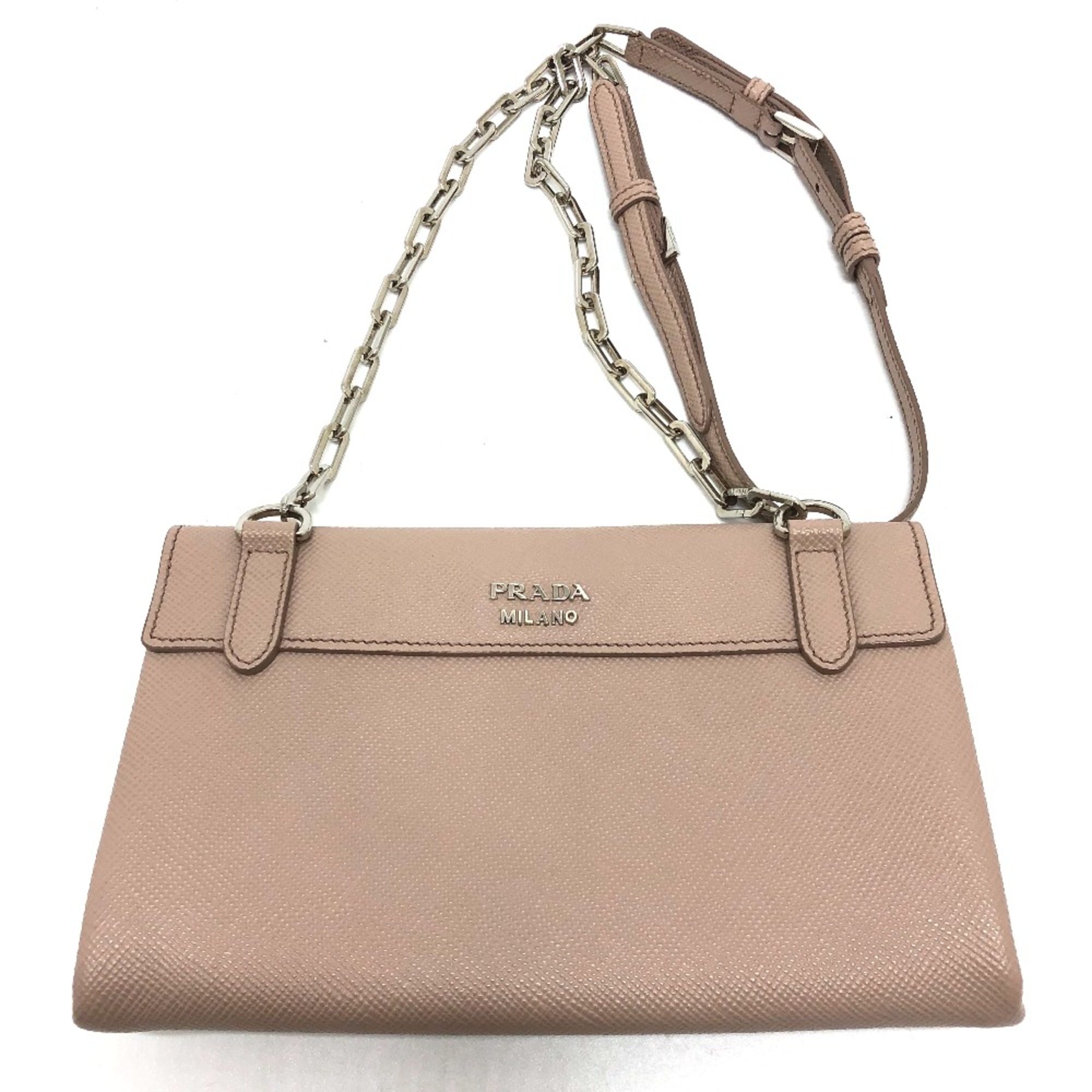 PRADA BT955X logo/shoulder Bag Shoulder Bag Beige SilverHardware