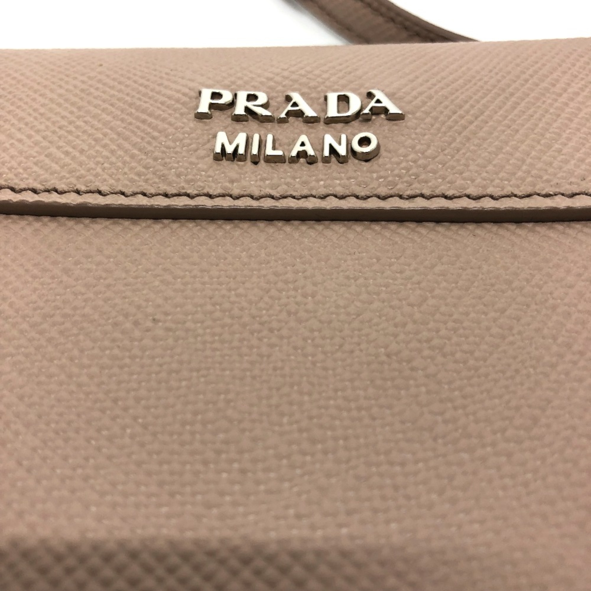 PRADA BT955X logo/shoulder Bag Shoulder Bag Beige SilverHardware