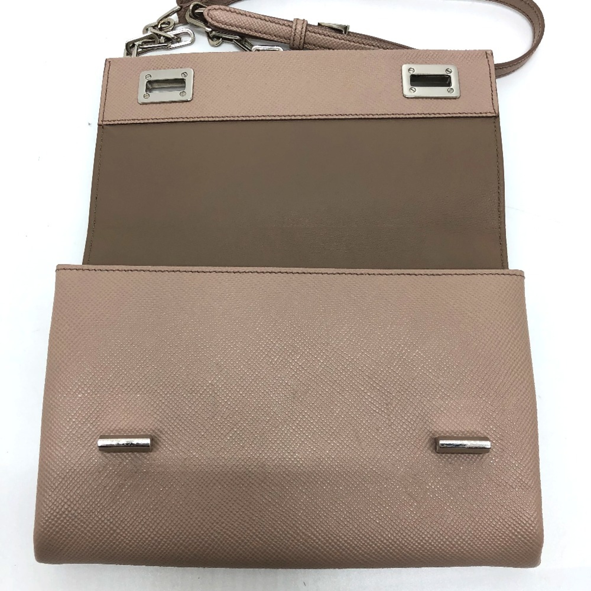 PRADA BT955X logo/shoulder Bag Shoulder Bag Beige SilverHardware