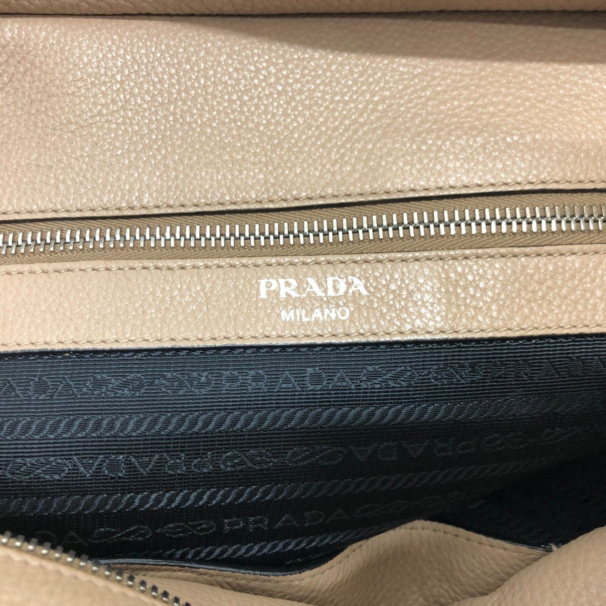 PRADA 1BG203 logo bag bag Tote Bag Beige SilverHardware