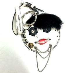 PRADA Chain Bag Charm Key Holder White Black