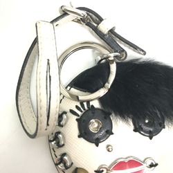 PRADA Chain Bag Charm Key Holder White Black