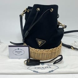 PRADA 1BE040 Triangle logo 2WAY Hand Bag Black