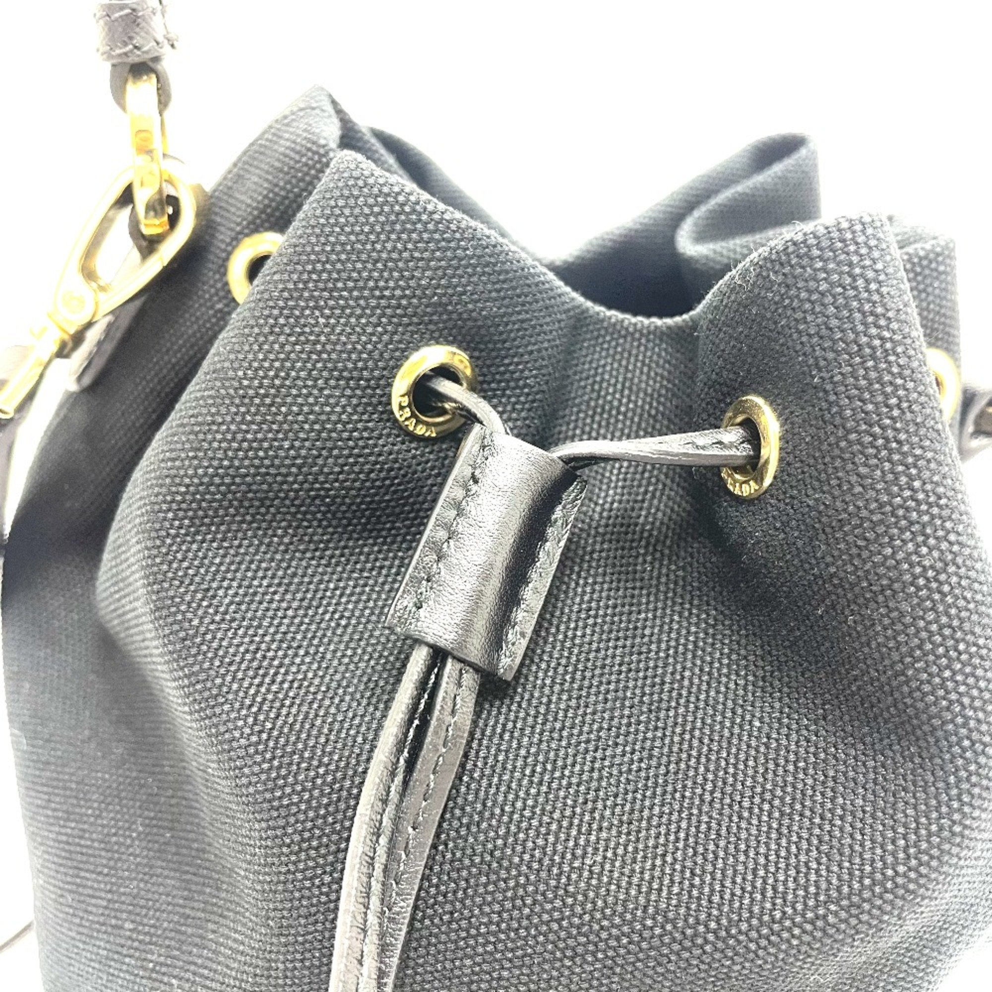 PRADA 1BE040 Triangle logo 2WAY Hand Bag Black