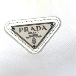 PRADA 1BH204 triangle logo triangle logo plate Chain with crossbody pouch Shoulder Bag White Beige