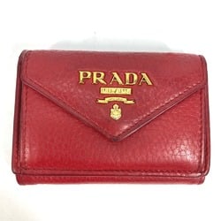 PRADA 1MH021 CompactWallet Trifold wallet Red Gold