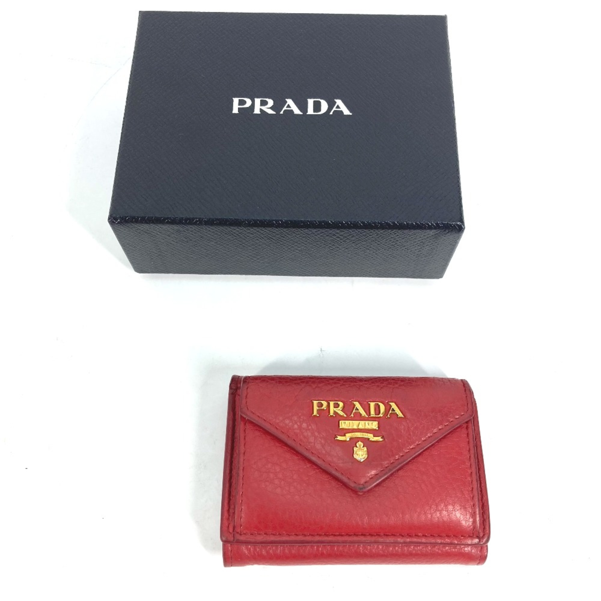 PRADA 1MH021 CompactWallet Trifold wallet Red Gold