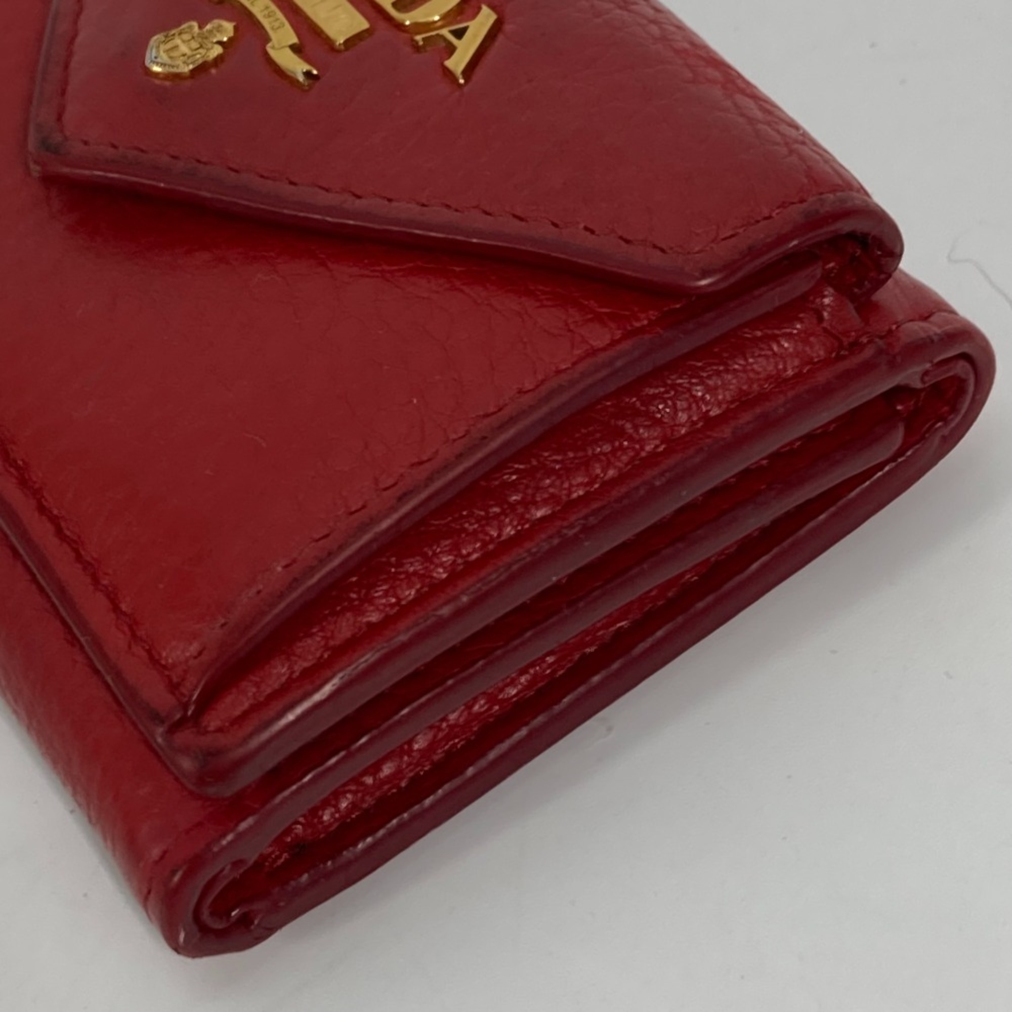 PRADA 1MH021 CompactWallet Trifold wallet Red Gold