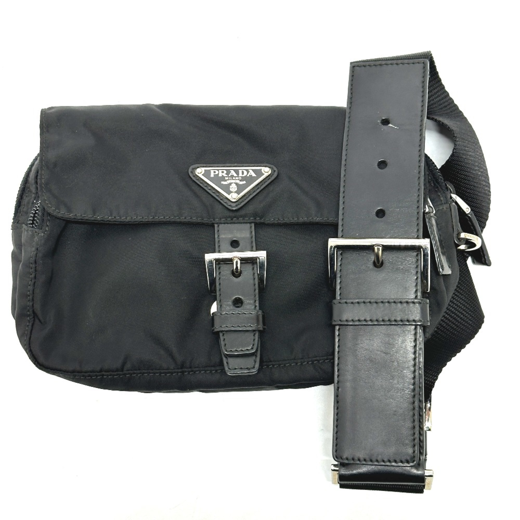 PRADA Triangle logo Bag Waist Pouch Black