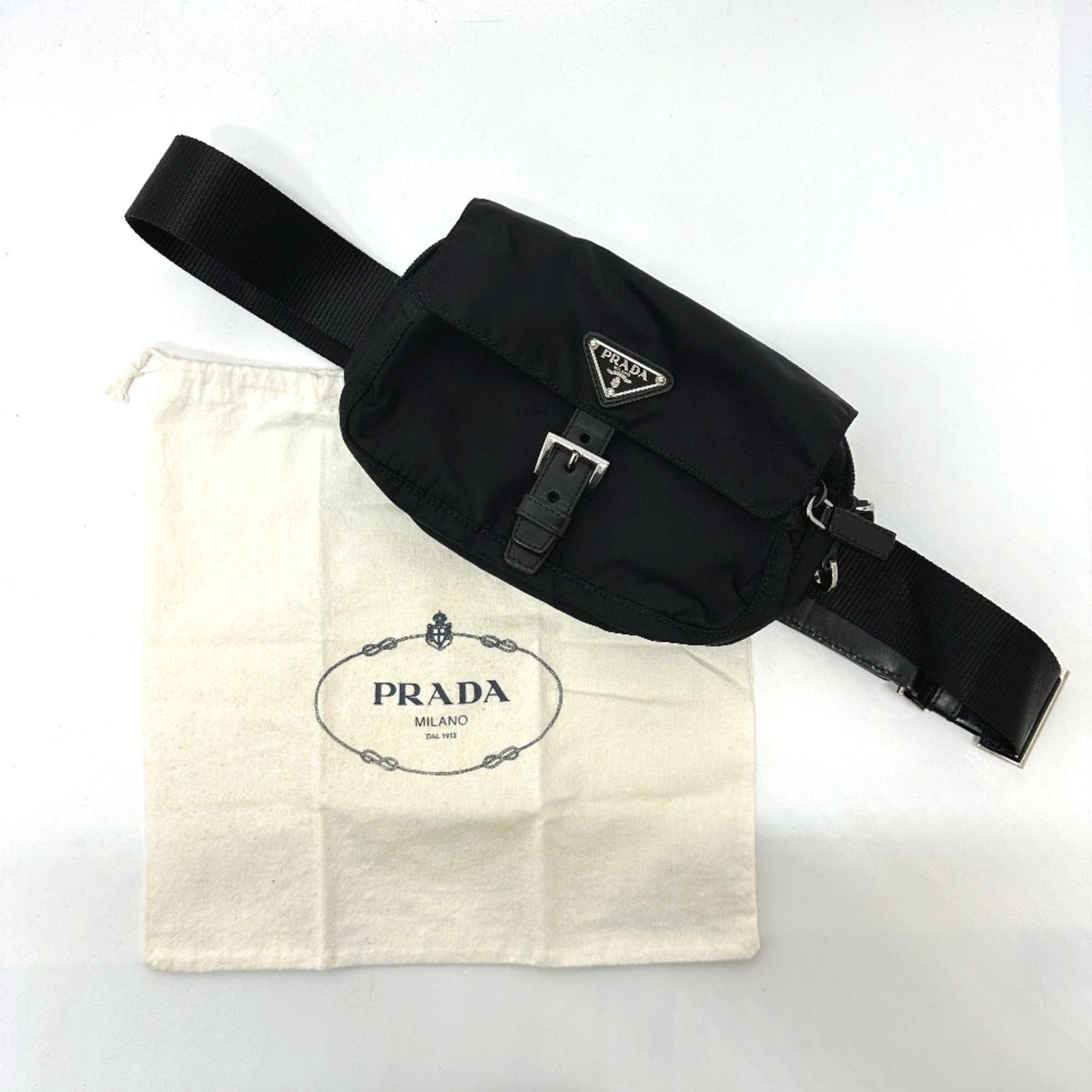 PRADA Triangle logo Bag Waist Pouch Black