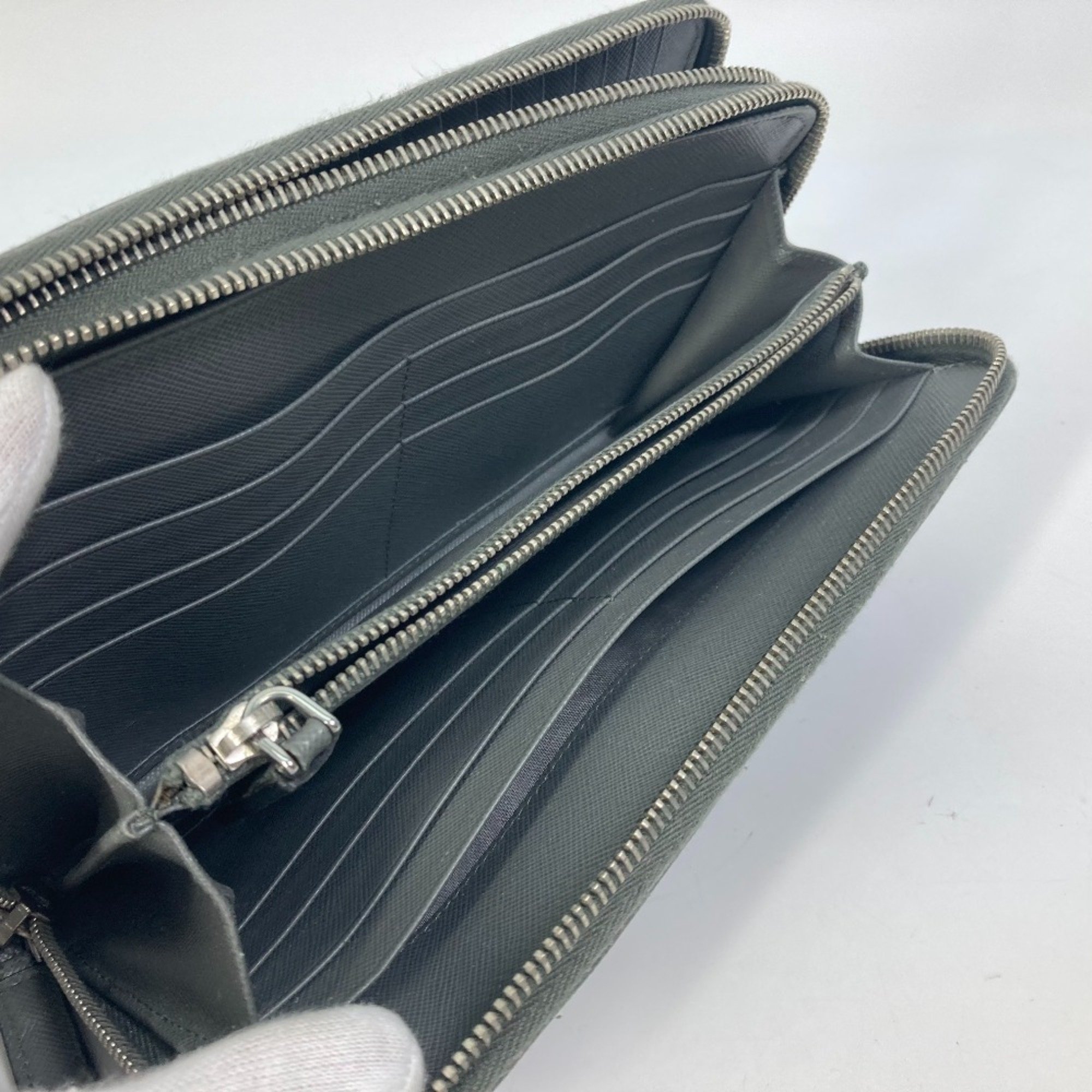 PRADA organizer W zip long wallet Long Wallet gray