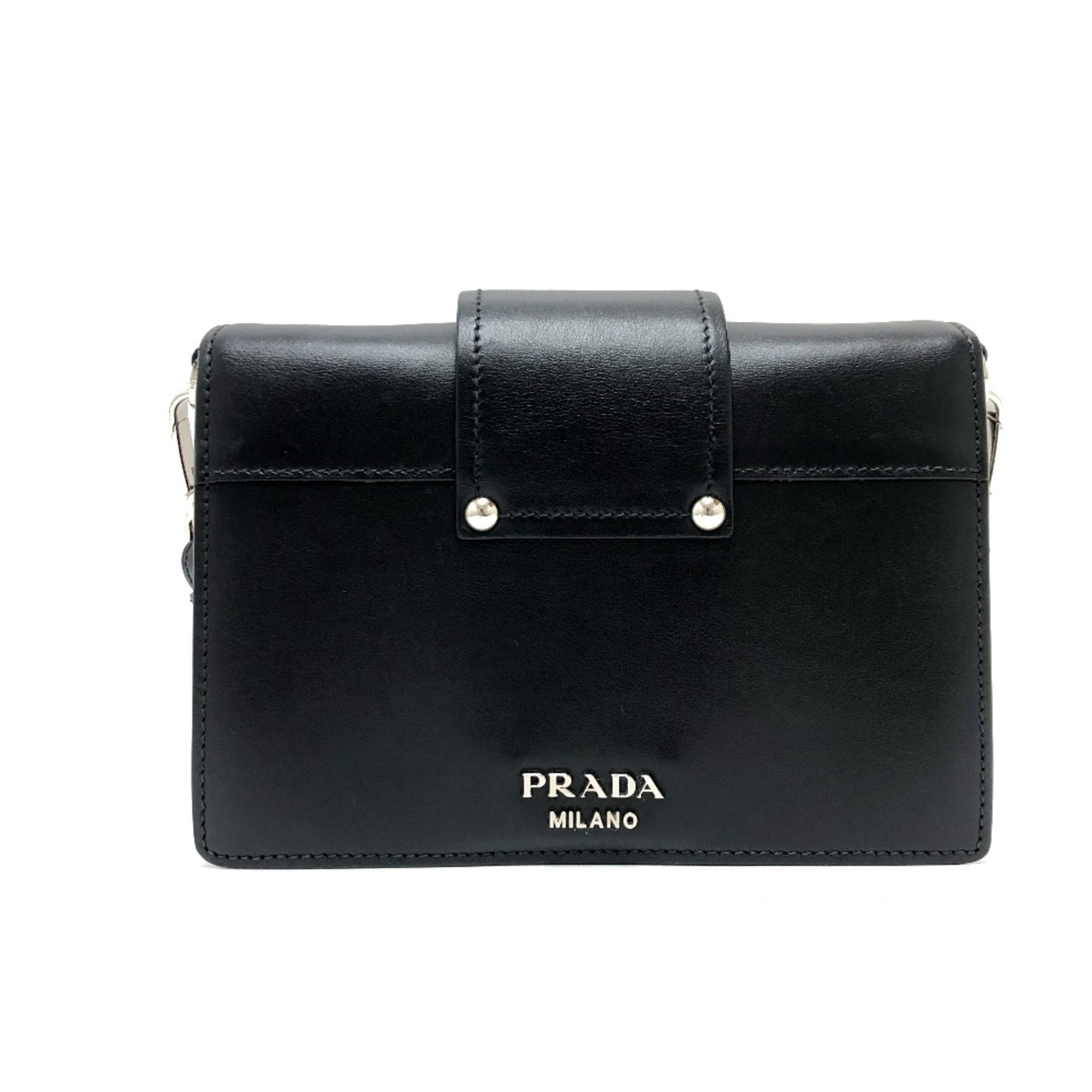 PRADA 1BD067 Clutch bag 2WAY bag Shoulder Bag Black Pink /SilverHardware