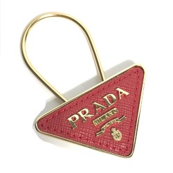 PRADA 1PP301 triangle logo triangle logo plate Key Holder Bag Charm Key ring Red Gold