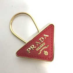 PRADA 1PP301 triangle logo triangle logo plate Key Holder Bag Charm Key ring Red Gold