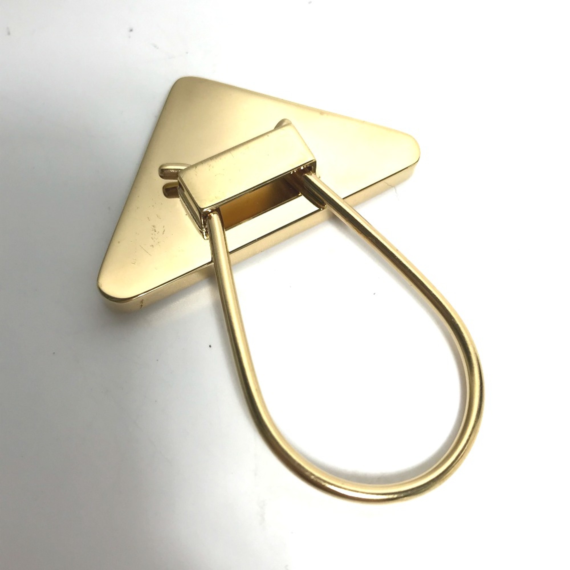 PRADA 1PP301 triangle logo triangle logo plate Key Holder Bag Charm Key ring Red Gold