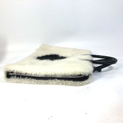 PRADA fur Bag Business bag White Black