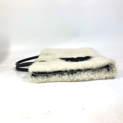 PRADA fur Bag Business bag White Black