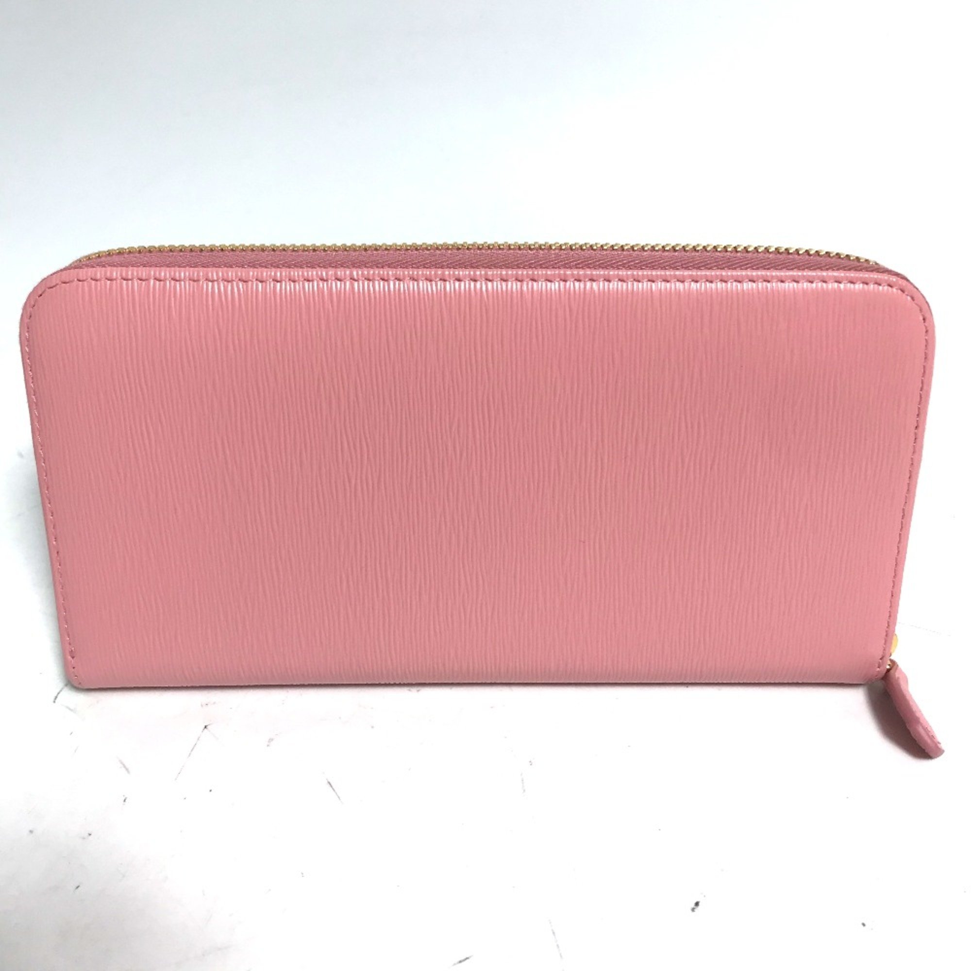 PRADA logo Zip Around Long Wallet pink