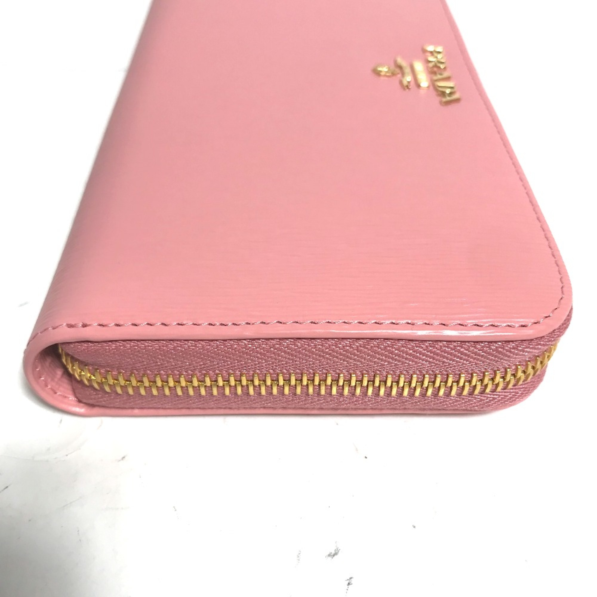 PRADA logo Zip Around Long Wallet pink