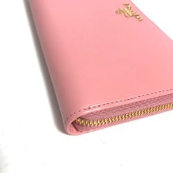 PRADA logo Zip Around Long Wallet pink