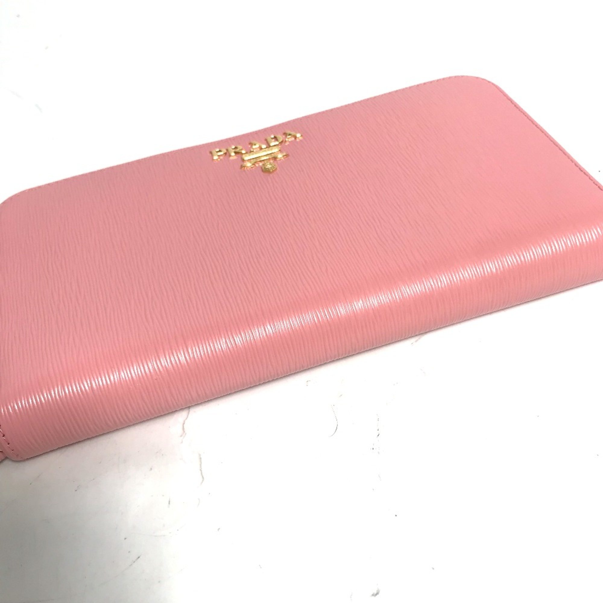 PRADA logo Zip Around Long Wallet pink