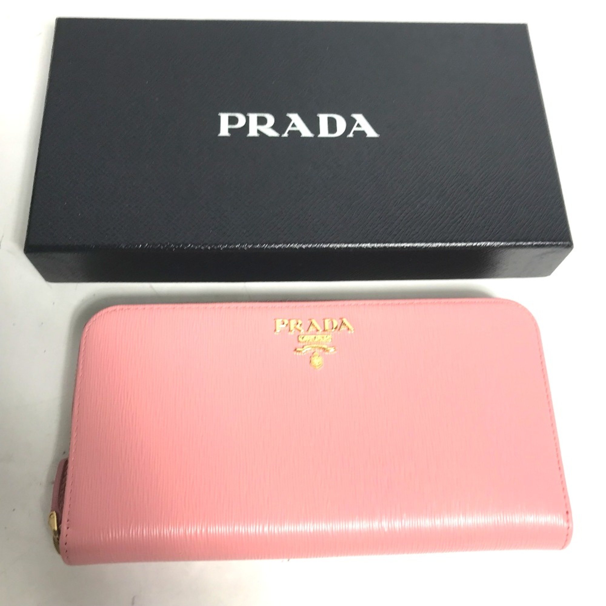 PRADA logo Zip Around Long Wallet pink