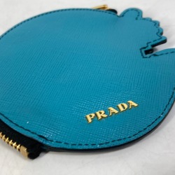 PRADA 1M1400 tiger tiger animal Coin Compartment Wallet coin purse blue