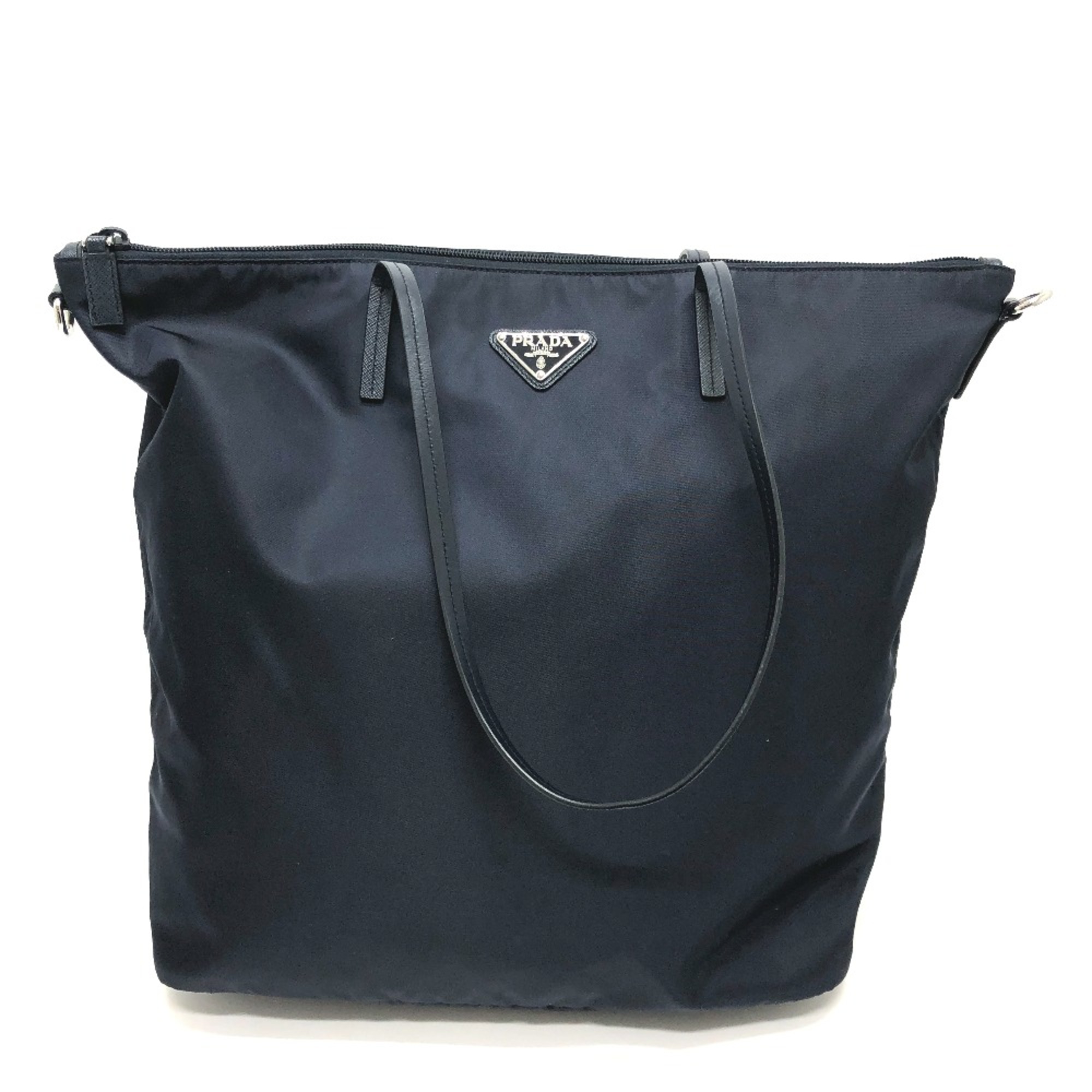 PRADA 1BG189 Triangle logo Bag 2WAY Shoulder Bag Navy SilverHardware