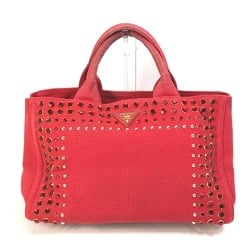 PRADA triangle logo triangle logo plate Hand Bag Tote Bag Red