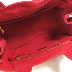 PRADA triangle logo triangle logo plate Hand Bag Tote Bag Red