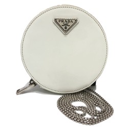 PRADA 1NR003 Chain Shoulder Crossbody Shoulder Bag White SilverHardware