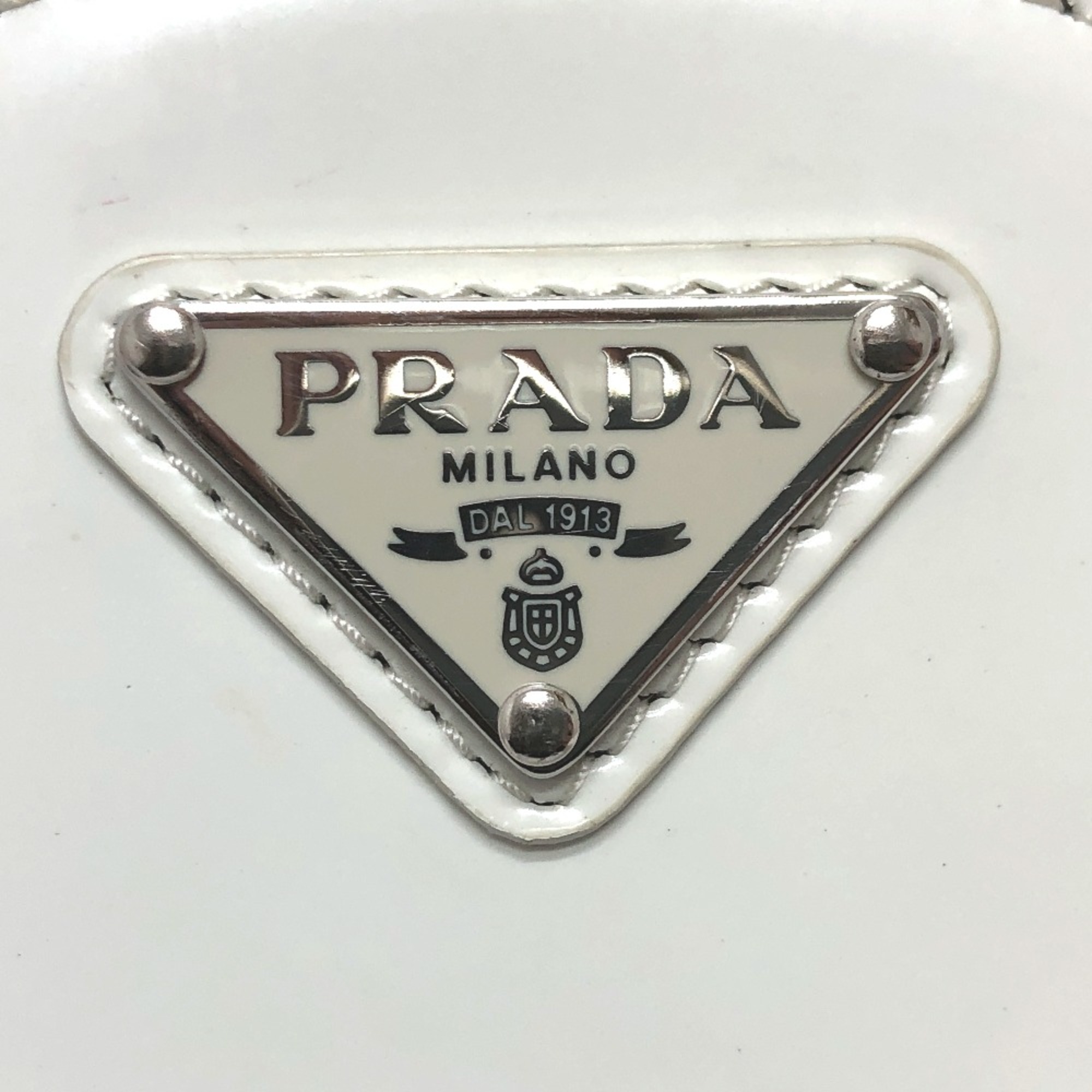 PRADA 1NR003 Chain Shoulder Crossbody Shoulder Bag White SilverHardware