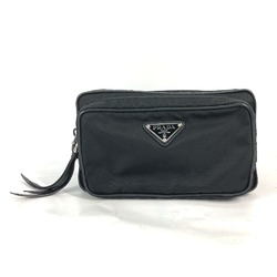 PRADA 1BL010 triangle logo triangle logo plate Shoulder Bag Crossbody Waist Pouch Black