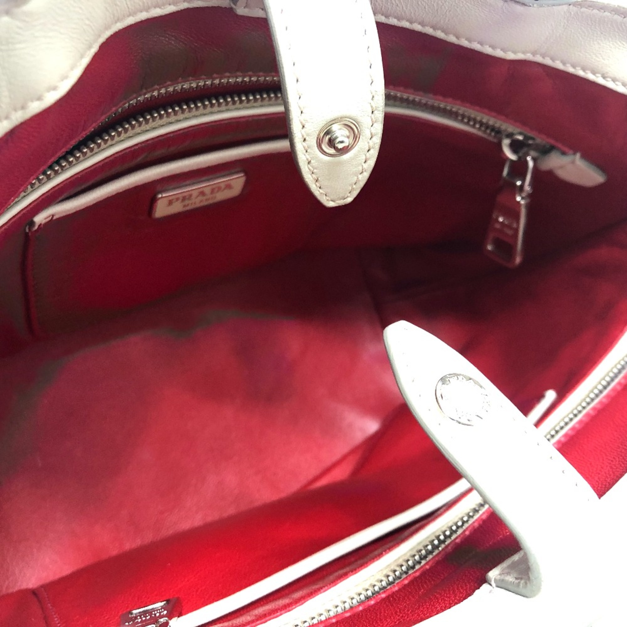 PRADA B2466S Bag Hand Bag White SilverHardware