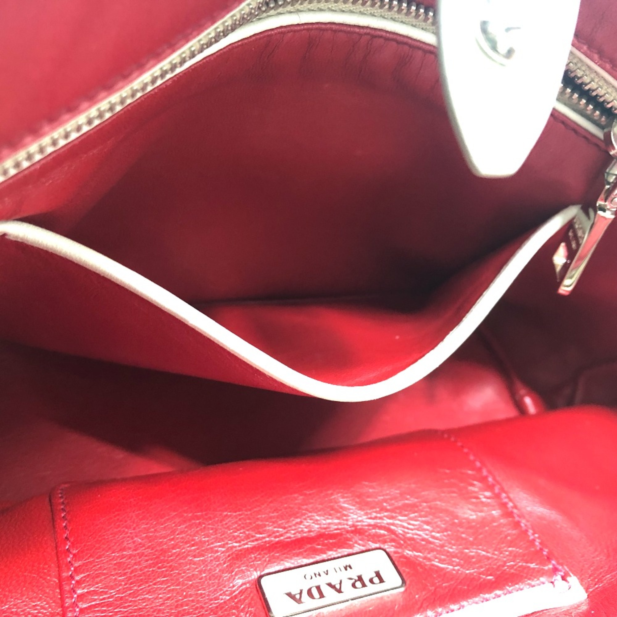 PRADA B2466S Bag Hand Bag White SilverHardware