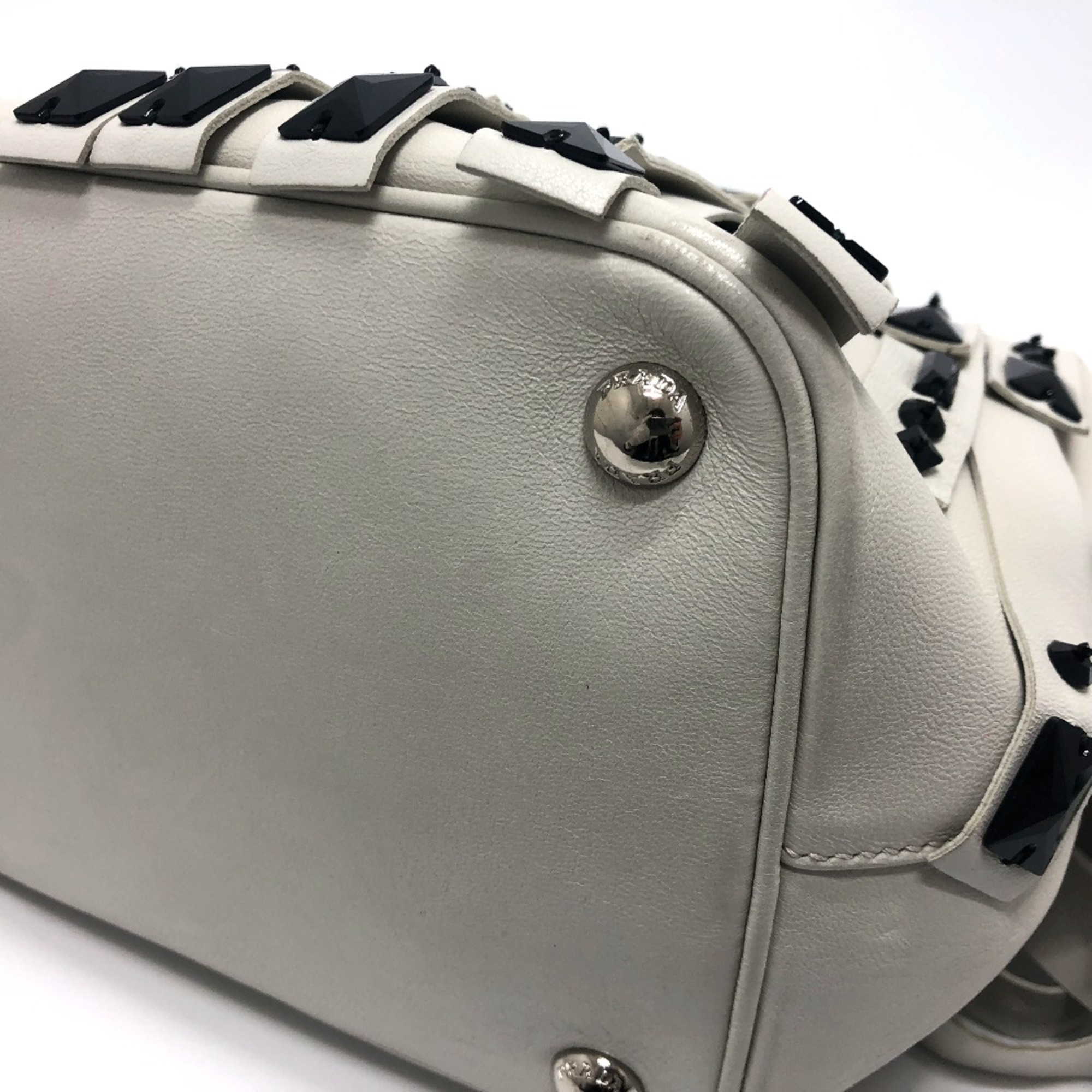 PRADA B2466S Bag Hand Bag White SilverHardware