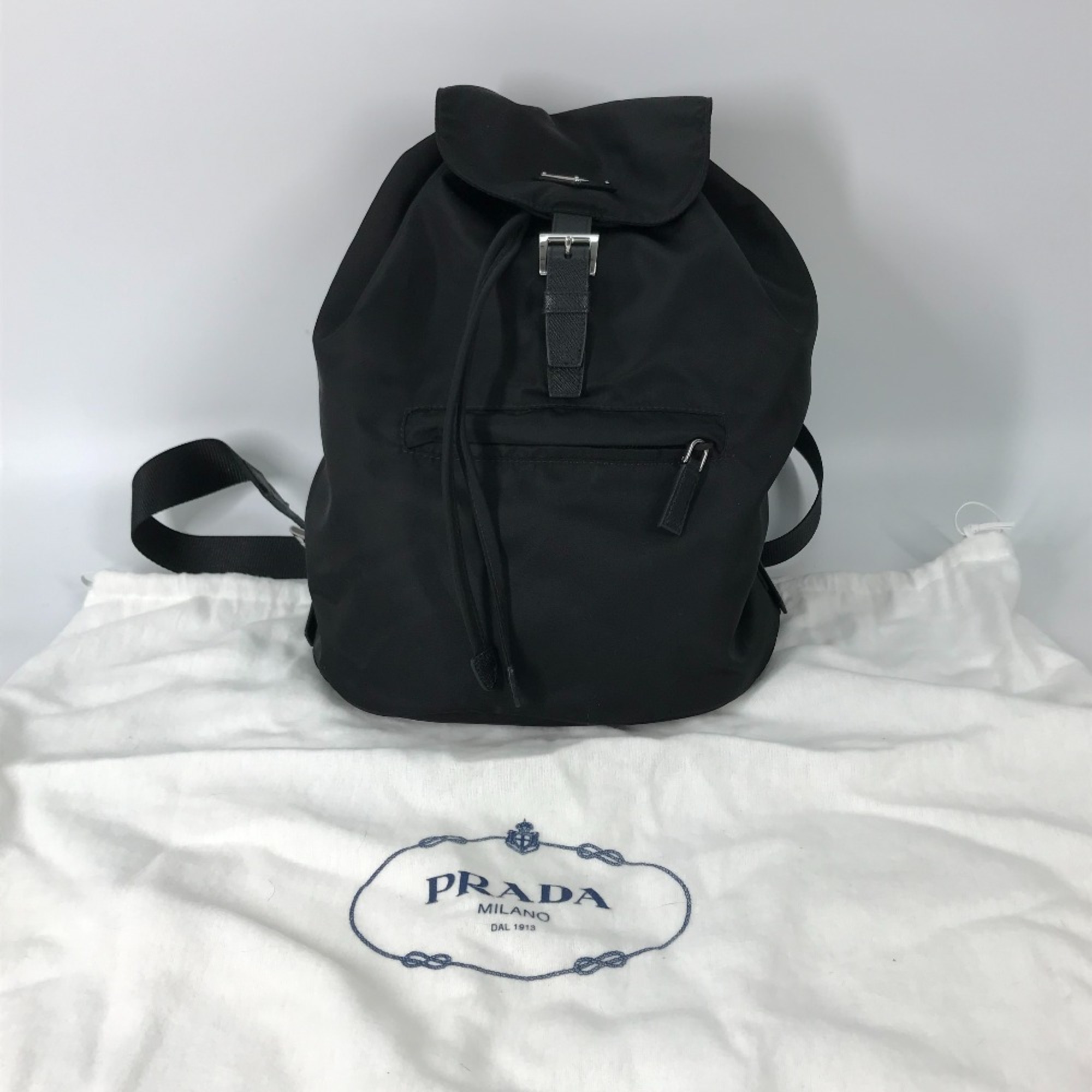 PRADA 1BZ032 Logo Plate backpack bag Backpack Black