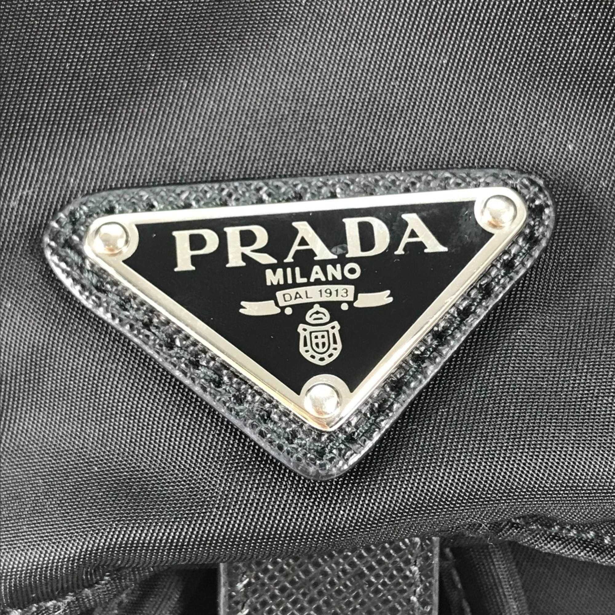 PRADA 1BZ032 Logo Plate backpack bag Backpack Black