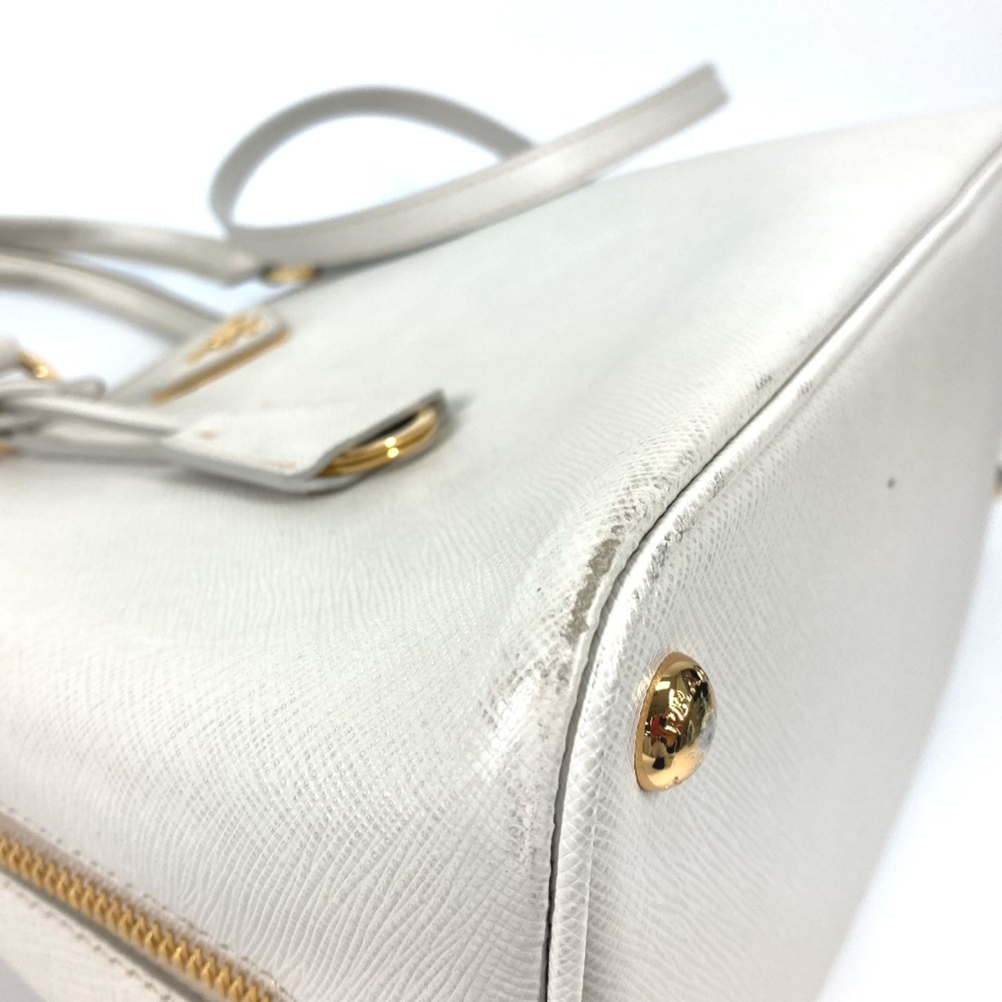 PRADA BL0837 triangle logo triangle logo plate 2WAY bag Crossbody Hand Bag White