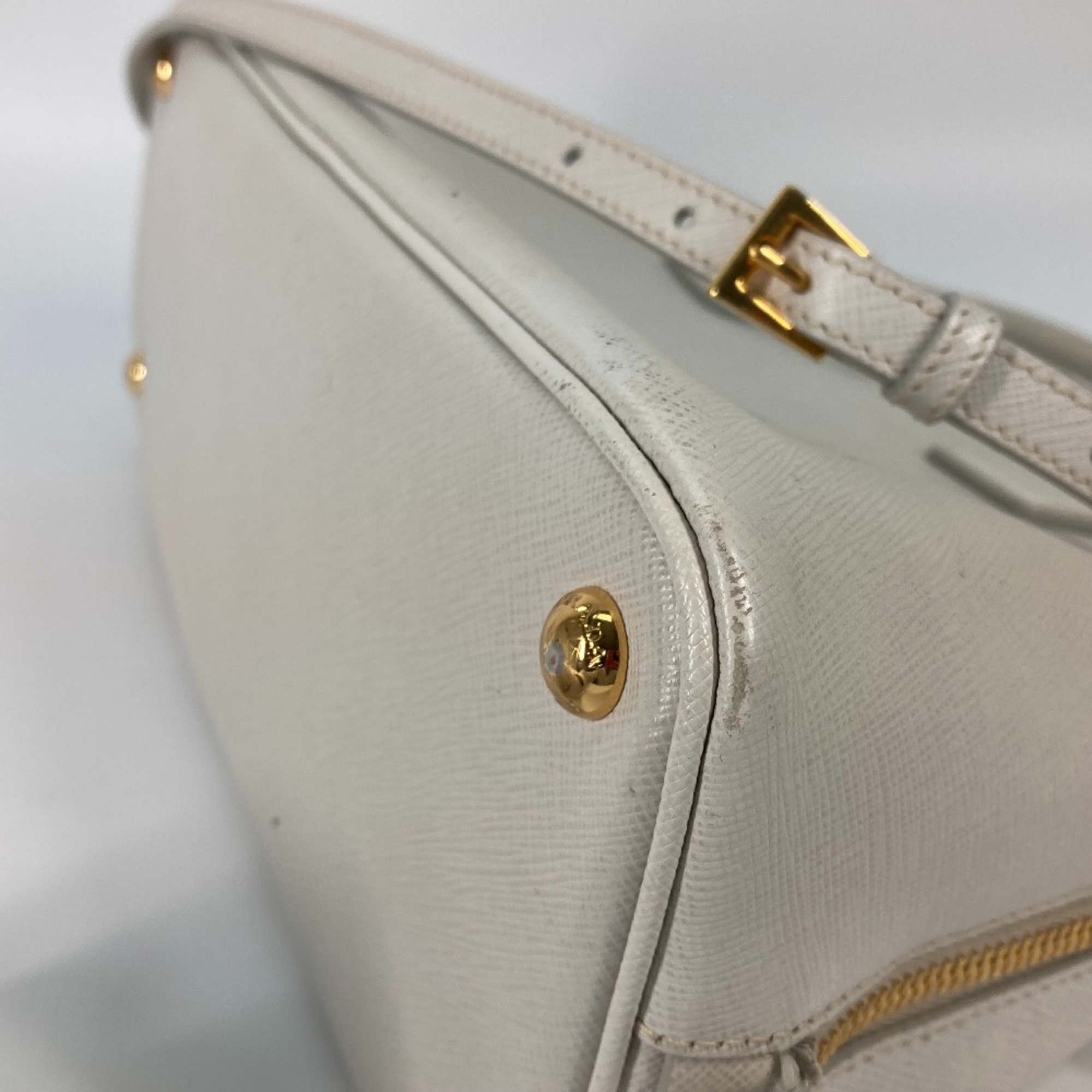 PRADA BL0837 triangle logo triangle logo plate 2WAY bag Crossbody Hand Bag White