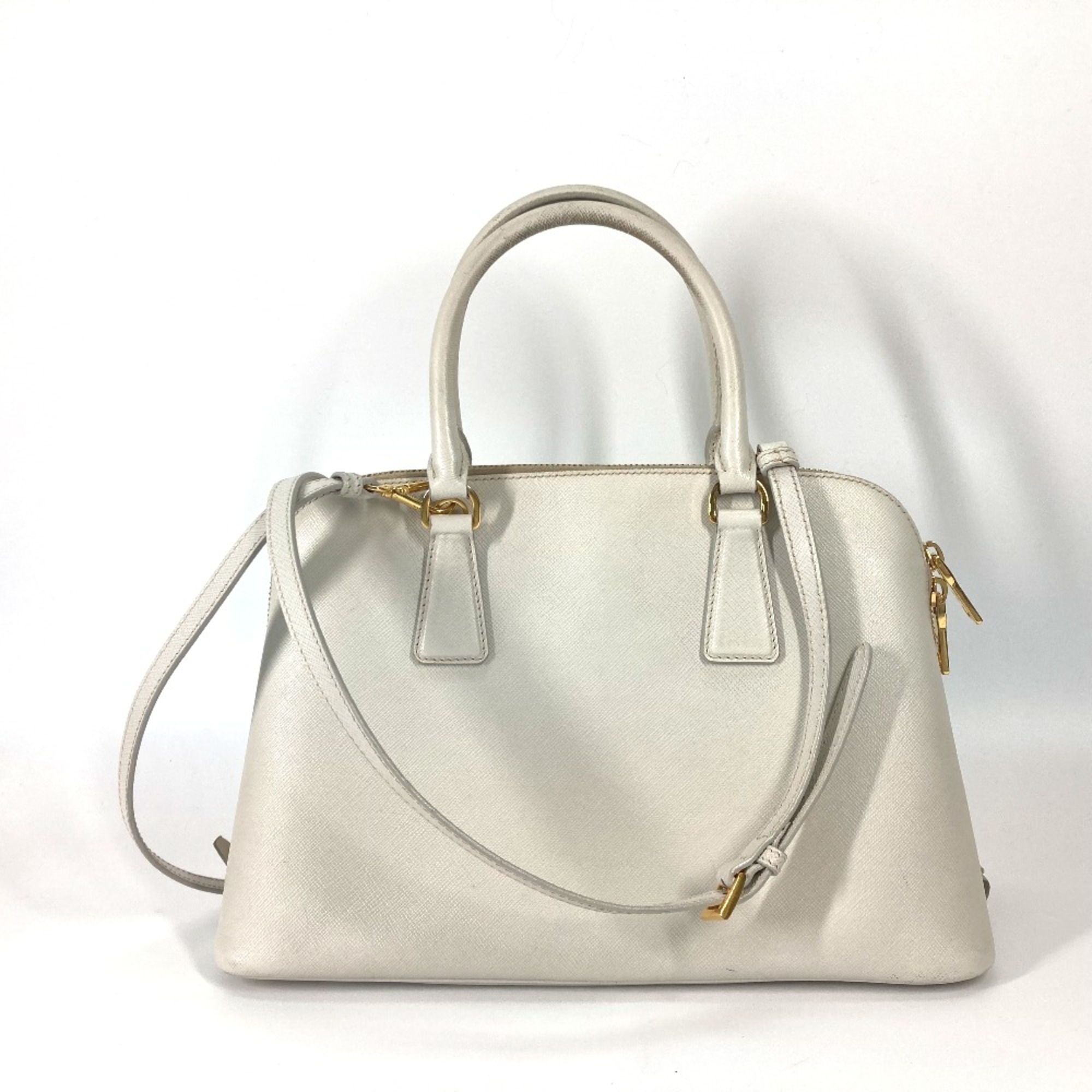 PRADA BL0837 triangle logo triangle logo plate 2WAY bag Crossbody Hand Bag White